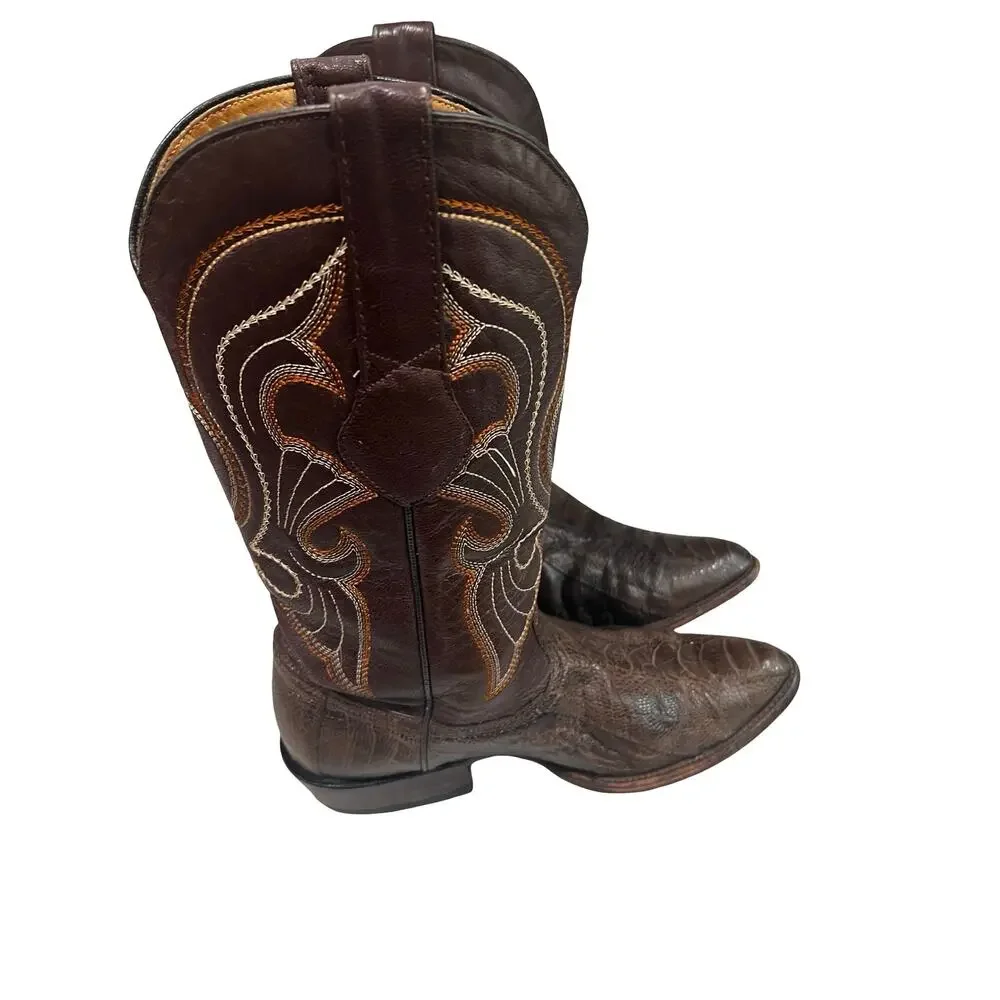 Los Altos Men’s 8D Genuine Ostrich Leg Brown Cowboy Western Boots Exotic